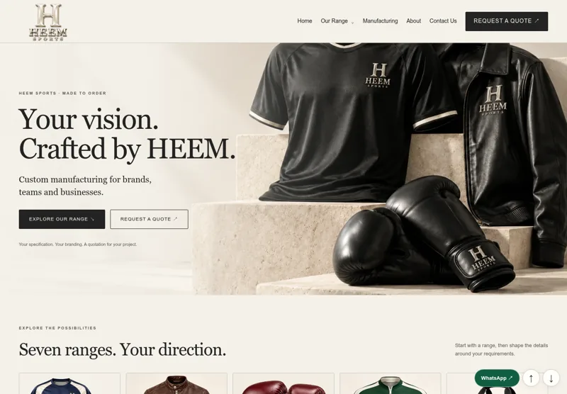 HEEM Sports homepage captured on 23 October 2026